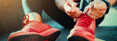 Tying sports shoes