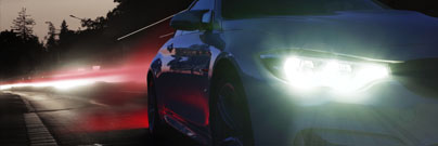 Car headlights on