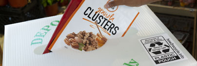 店内收集的可回收食品包装。