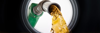 Refilling fuel view from inside of gas tank of a car